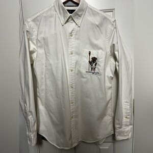 Men's Polo Ralph Lauren Teddy Bear button up Oxford Classic Fit Shirt Size M